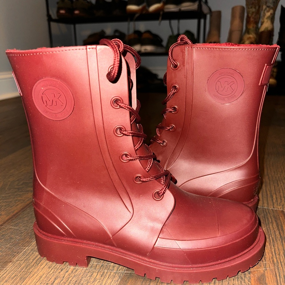 Michael Kors Women's Burgundy Lace-Up Boots